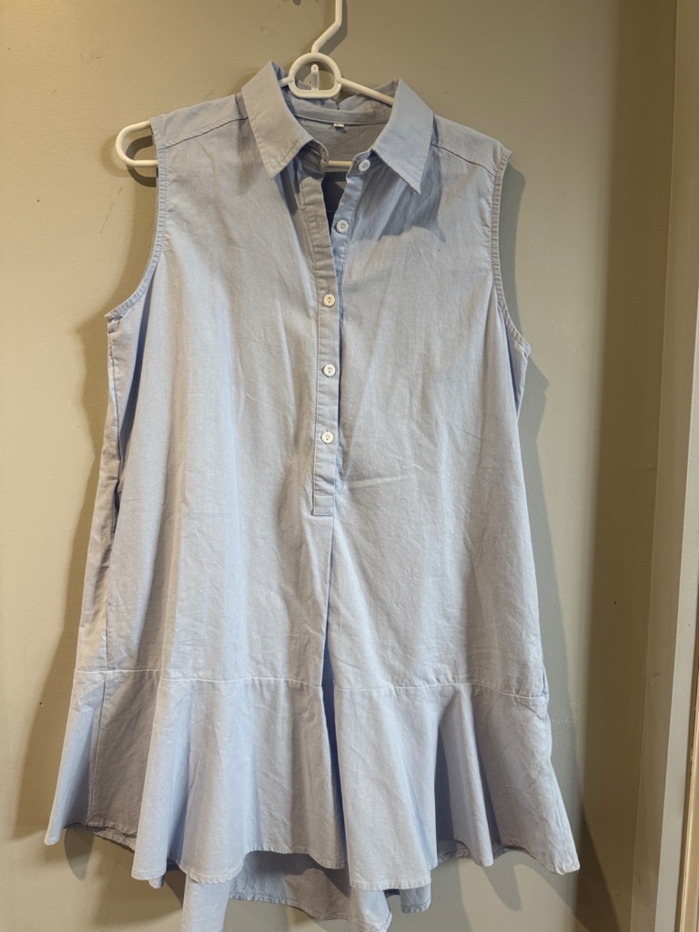 Sleeveless Light Blue Button Front Peplum Summer Dress!!